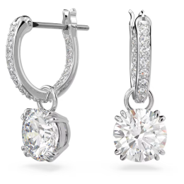 Les Boucles d'oreilles pendantes, Swarovski, Constella Coupe ronde, Blanches, Métal rhodié 5636717