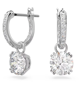 Les Boucles d'oreilles pendantes, Swarovski, Constella Coupe ronde, Blanches, Métal rhodié 5636717