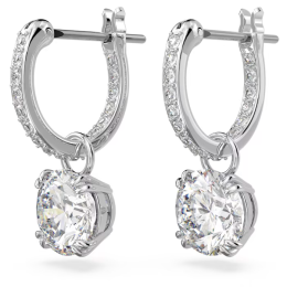 Les Boucles d'oreilles pendantes, Swarovski, Constella Coupe ronde, Blanches, Métal rhodié 5636717