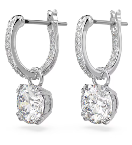 Les Boucles d'oreilles pendantes, Swarovski, Constella Coupe ronde, Blanches, Métal rhodié 5636717