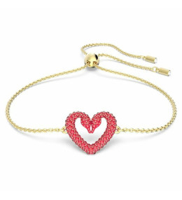 Le Bracelet Swarovski, Una Cœur, Petit, Rouge, Placage de ton or, 5634724