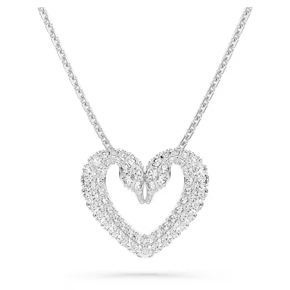 Le Collier Pendentif Swarovski, Una Cœur, Petit, Blanc, Métal rhodié 5625533