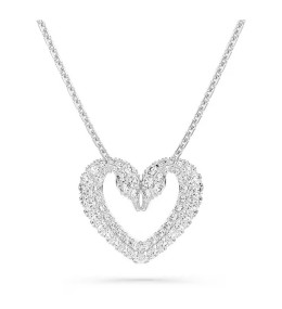Le Collier Pendentif Swarovski, Una Cœur, Petit, Blanc, Métal rhodié 5625533