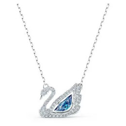 Collier Swarovski, Dancing Swan, cygne, bleu, métal rhodié  5533397
