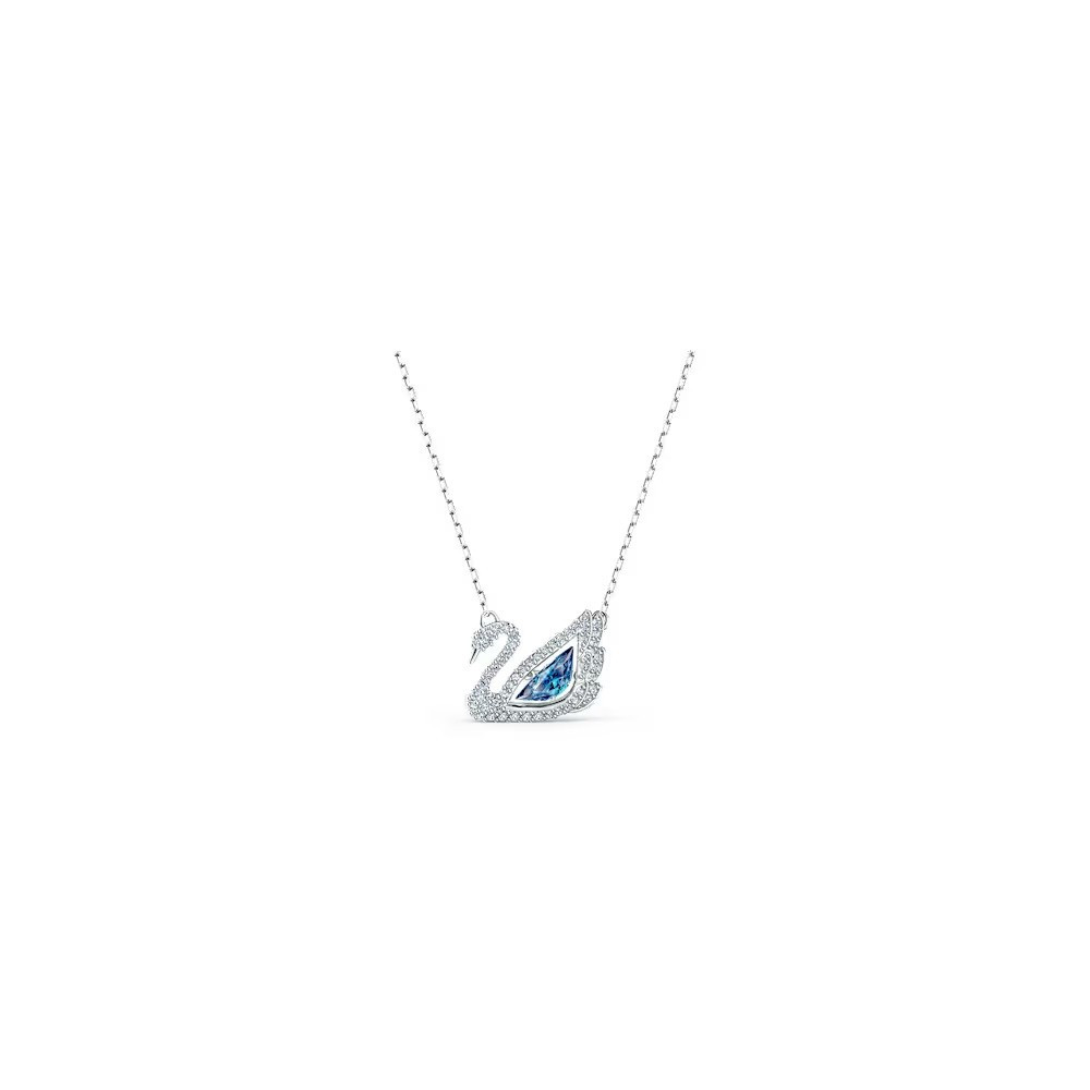 Collier Swarovski, Dancing Swan, cygne, bleu, métal rhodié  5533397