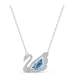 Collier Swarovski, Dancing Swan, cygne, bleu, métal rhodié  5533397