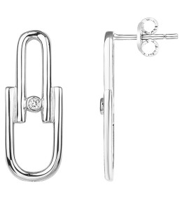 Boucles d'oreilles Argent 925/1000, La Garçonne Diamant, 20400014