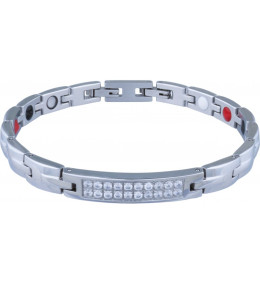 Le Bracelet femme thérapeutique aimanté, en acier et zircons, Apollon HB 307