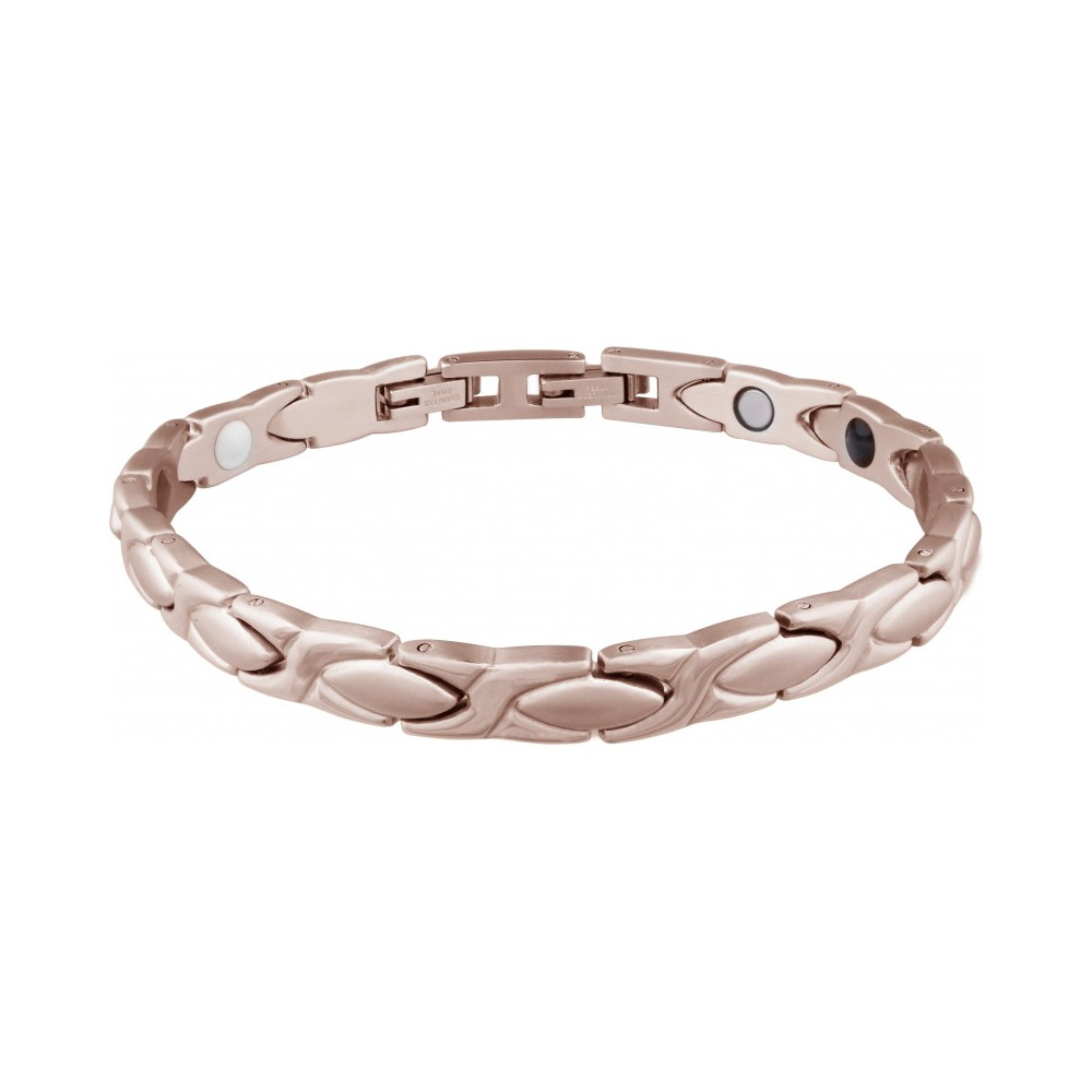 Le Bracelet femme thérapeutique aimanté, en acier PVD rose, Apollon HB 305