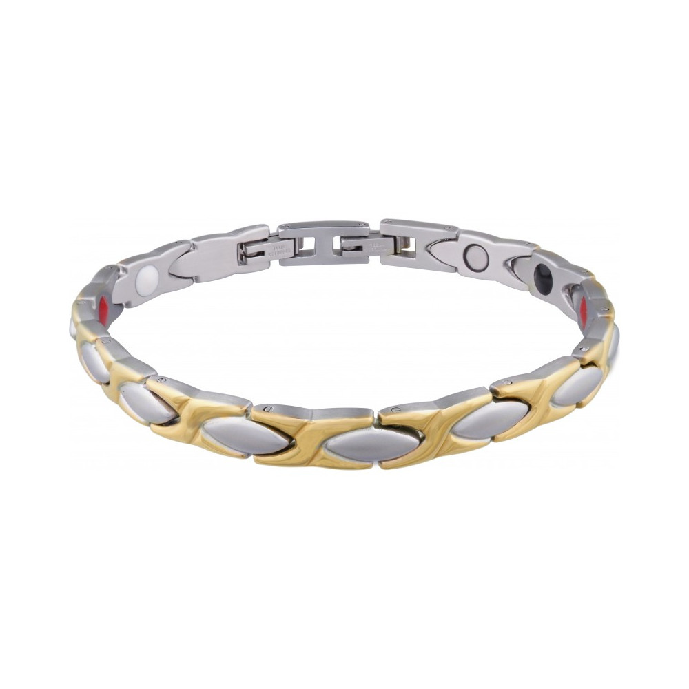 Le Bracelet femme thérapeutique aimanté, en acier bicolore, Apollon HB 304
