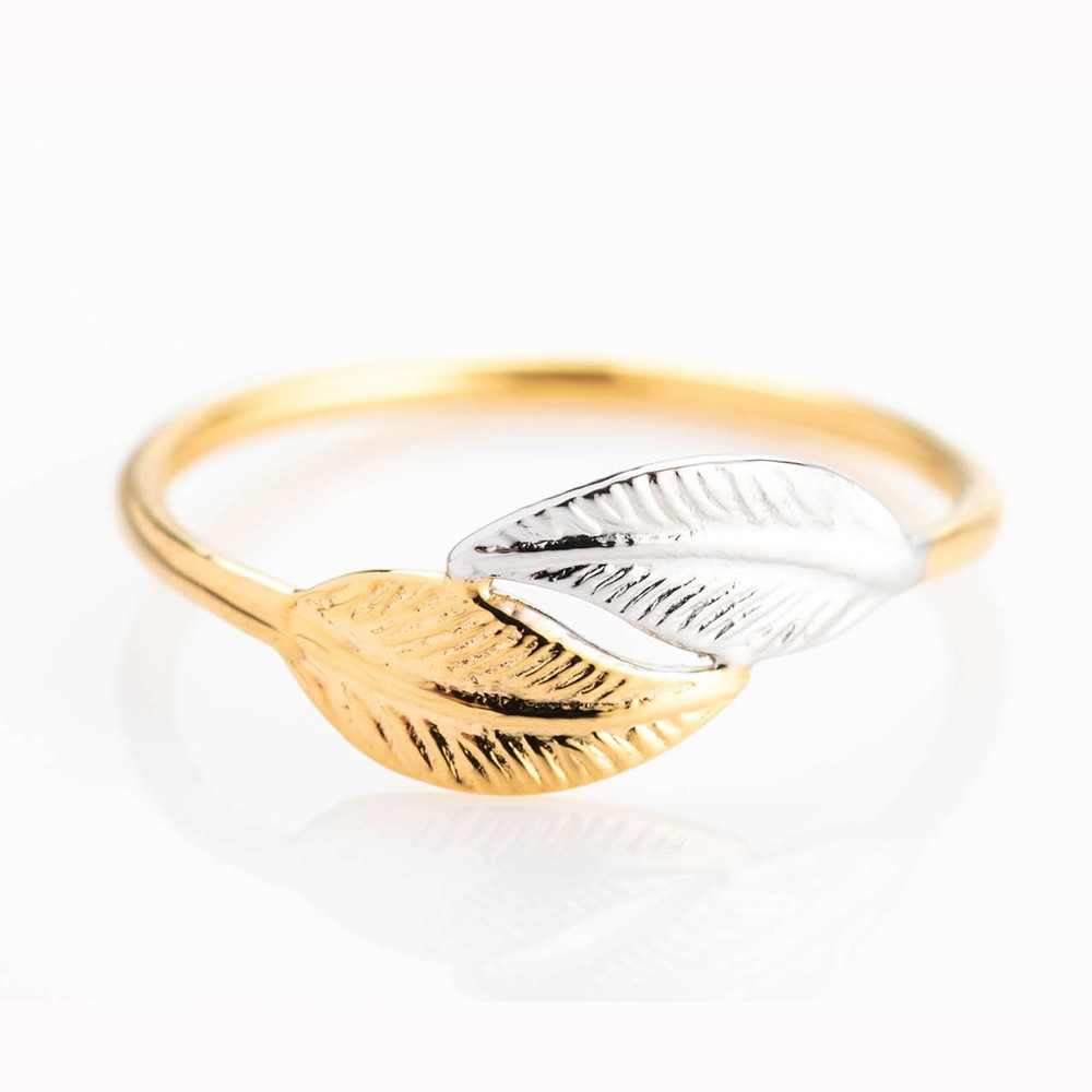 la Bague or jaune 375/1000, plume bicolore, petit modèle by Stauffer