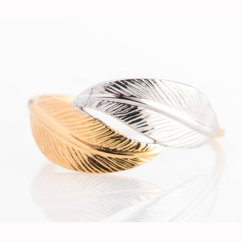 la Bague or jaune 375/1000, plume bicolore, moyen modèle by Stauffer