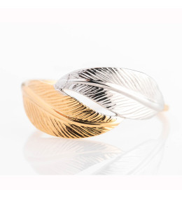 la Bague or jaune 375/1000, plume bicolore, moyen modèle by Stauffer