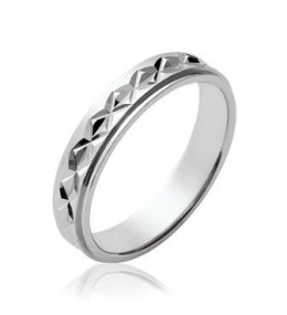 Les bagues ARGENT by Stauffer - Alliance argent 925/1000, ciselée 4 mm, by Stauffer