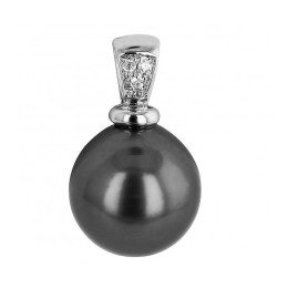 Pendentif or gris 750/1000 et perle de Tahiti et diamants by Stauffer