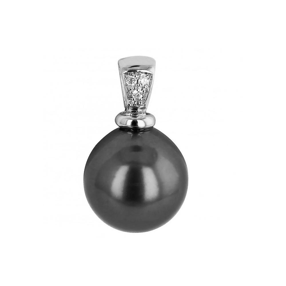 Pendentif or gris 750/1000 et perle de Tahiti et diamants by Stauffer
