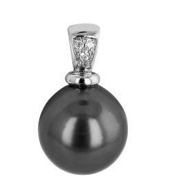 Pendentif or gris 750/1000 et perle de Tahiti et diamants by Stauffer