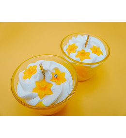 Bougie artisanale (exclusivités web et boutiques) motif Jonquilles
