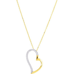 Le Collier or jaune 375/1000, motif coeur et oxydes de zirconium by Stauffer