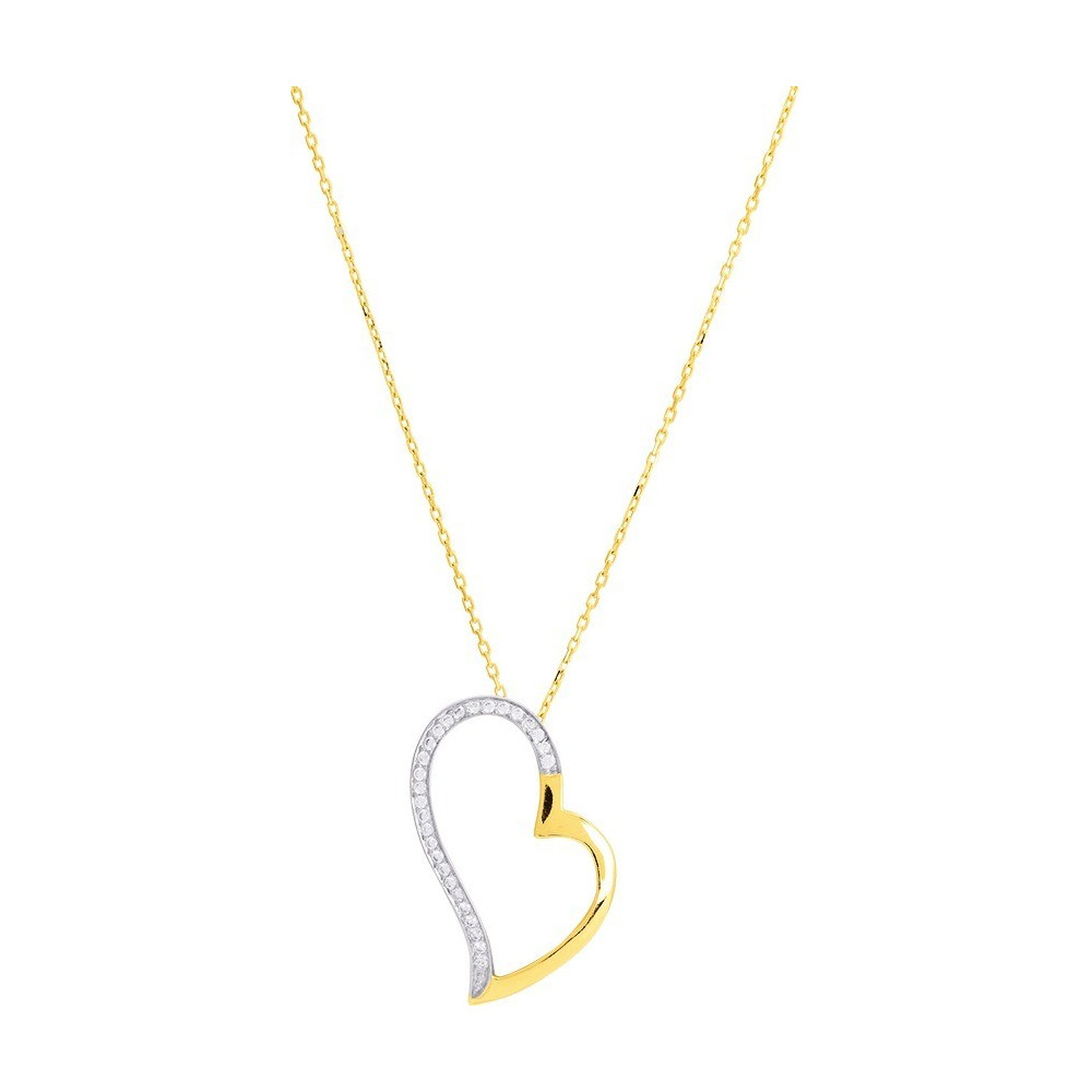 Le Collier or jaune 375/1000, motif coeur et oxydes de zirconium by Stauffer