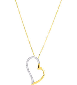 Le Collier or jaune 375/1000, motif coeur et oxydes de zirconium by Stauffer