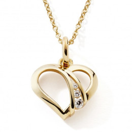 La Collier or jaune 375/1000, motif coeur et 3 oxydes de zirconium by Stauffer