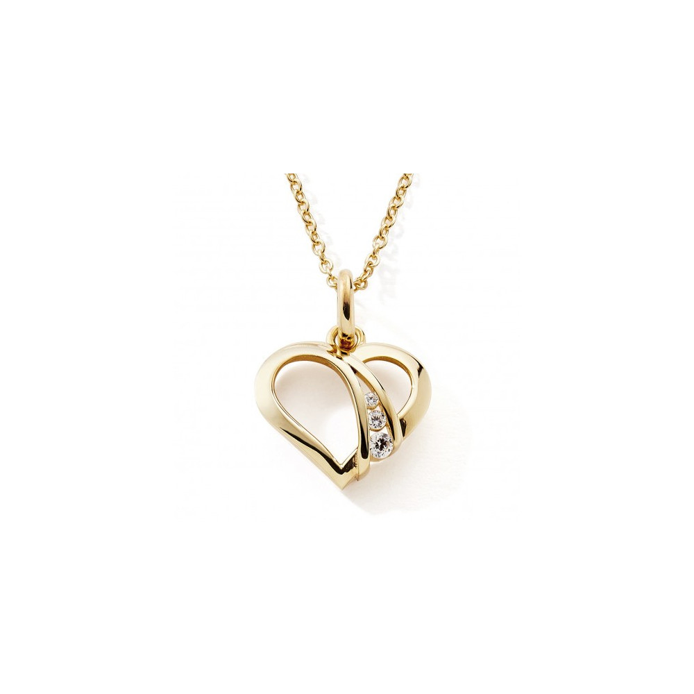 La Collier or jaune 375/1000, motif coeur et 3 oxydes de zirconium by Stauffer