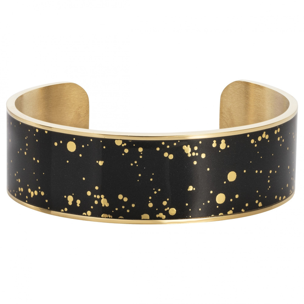 Le Bracelet rigide acier doré jaune, motif en papier imprimé by Stauffer