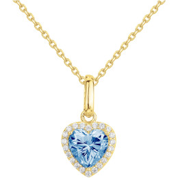 Le Collier plaqué or, forme coeur avec 1 spinelle bleue topaze et 22 oxydes de zirconium by Stauffer