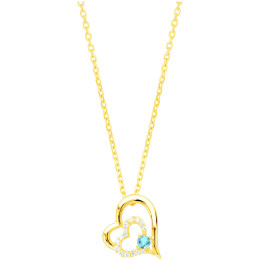 Le Collier plaqué or, forme coeur avec 1 spinelle bleue topaze et 15 oxydes de zirconium by Stauffer