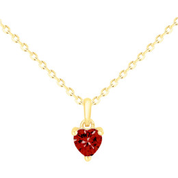 Le Collier plaqué or, forme coeur avec 1 spinelle rouge by Stauffer