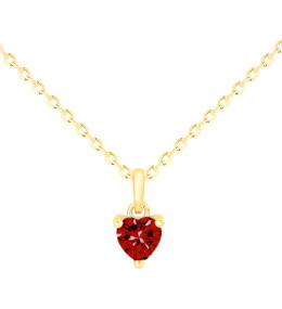 Le Collier plaqué or, forme coeur avec 1 spinelle rouge by Stauffer