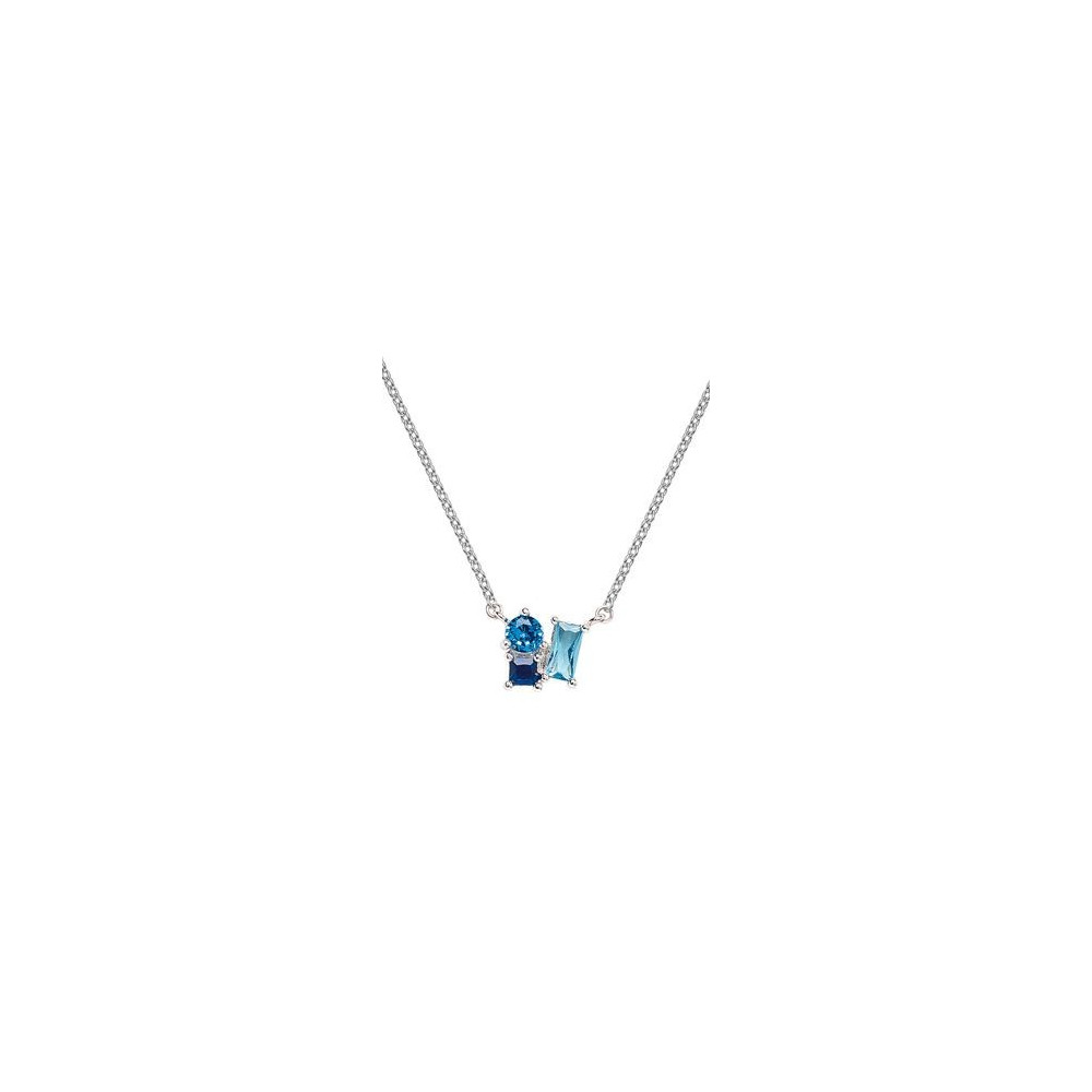 Collier Femme GO Mademoiselle en argent 925/1000 rhodié, oxydes de zirconium bleus 600112