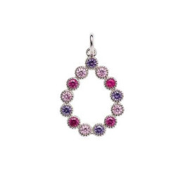Pendentif Femme GO Mademoiselle en argent 925/1000 rhodié, oxydes de zirconium multicolores 600113
