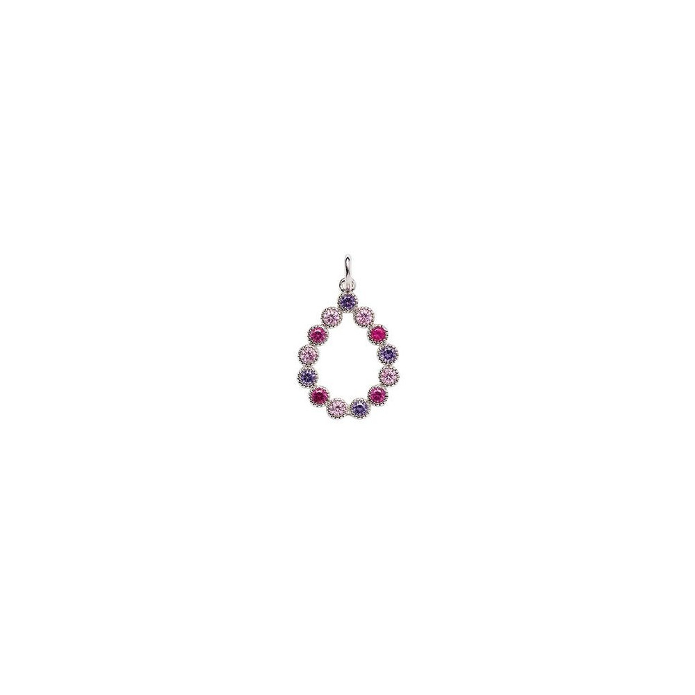 Pendentif Femme GO Mademoiselle en argent 925/1000 rhodié, oxydes de zirconium multicolores 600113