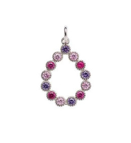 Pendentif Femme GO Mademoiselle en argent 925/1000 rhodié, oxydes de zirconium multicolores 600113