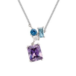 Collier Femme GO Mademoiselle en argent 925/1000 rhodié, oxydes de zirconium multicolores 600115