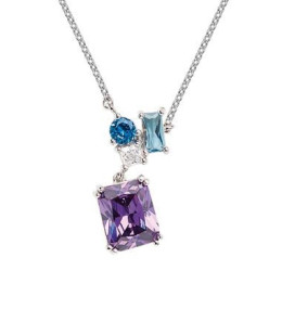 Collier Femme GO Mademoiselle en argent 925/1000 rhodié, oxydes de zirconium multicolores 600115