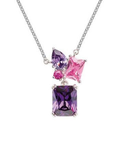 Collier Femme GO Mademoiselle en argent 925/1000 rhodié, oxydes de zirconium multicolores 600118