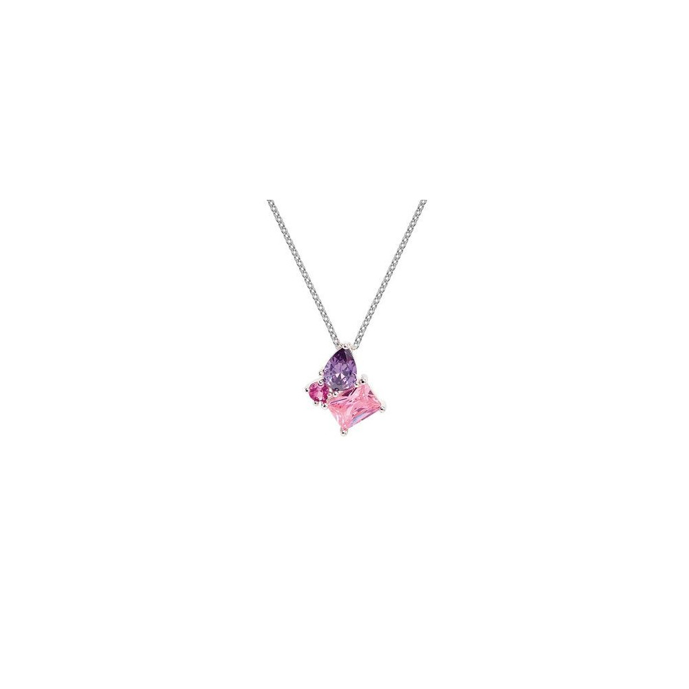 Collier Femme GO Mademoiselle en argent 925/1000 rhodié, oxydes de zirconium multicolores 600119