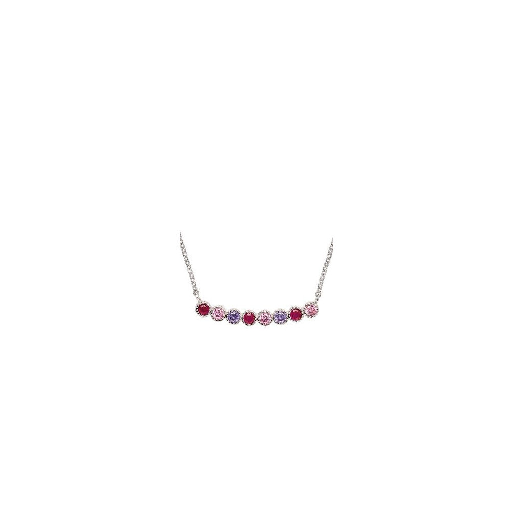 Collier Femme GO Mademoiselle en argent 925/1000 rhodié, oxydes de zirconium multicolores 600120