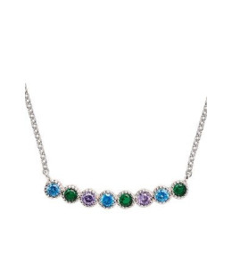 Collier Femme GO Mademoiselle en argent 925/1000 rhodié, oxydes de zirconium multicolores 600121