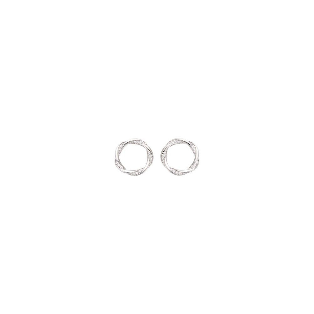 Boucles d'oreilles Femme GO Mademoiselle en argent 925/1000 rhodié, anneaux torsadés 602591