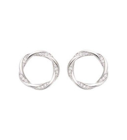Boucles d'oreilles Femme GO Mademoiselle en argent 925/1000 rhodié, anneaux torsadés 602591