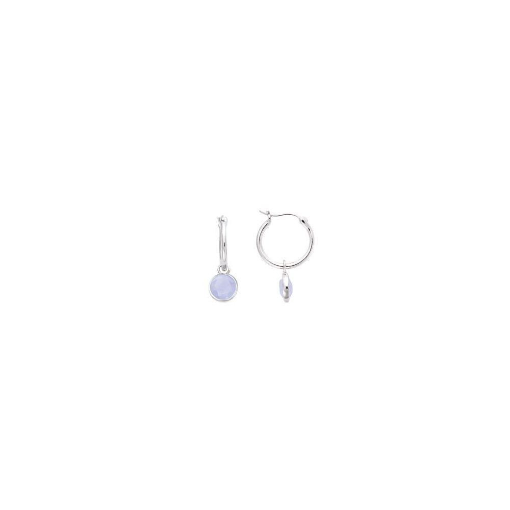 Boucles d'oreilles créoles Femme GO Mademoiselle en argent 925/1000 rhodié, verre teinté 602599