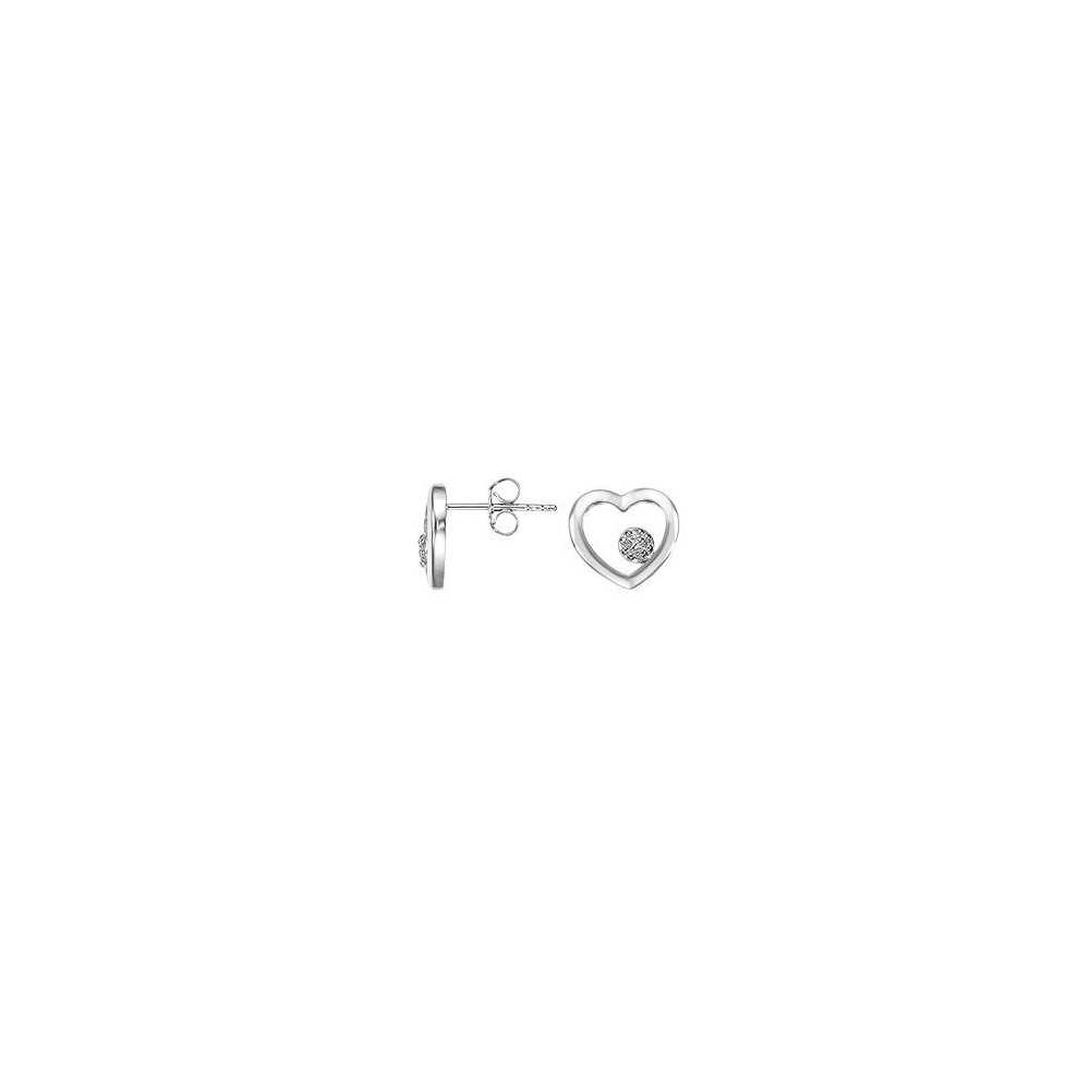 Boucles d'oreilles Femme GO Mademoiselle en argent 925/1000 rhodié, coeurs 602607