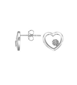 Boucles d'oreilles Femme GO Mademoiselle en argent 925/1000 rhodié, coeurs 602607