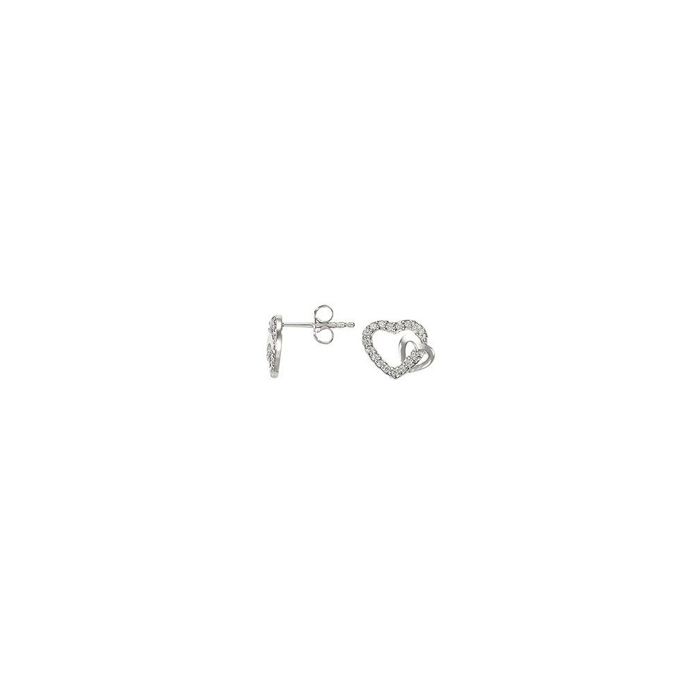 Boucles d'oreilles Femme GO Mademoiselle en argent 925/1000 rhodié, coeurs 602608