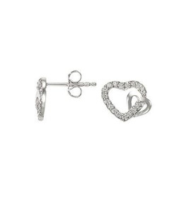 Boucles d'oreilles Femme GO Mademoiselle en argent 925/1000 rhodié, coeurs 602608