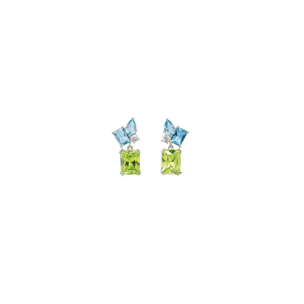 Boucles d'oreilles Femme GO Mademoiselle en argent 925/1000 rhodié, oxydes de zirconium multicolores 602623